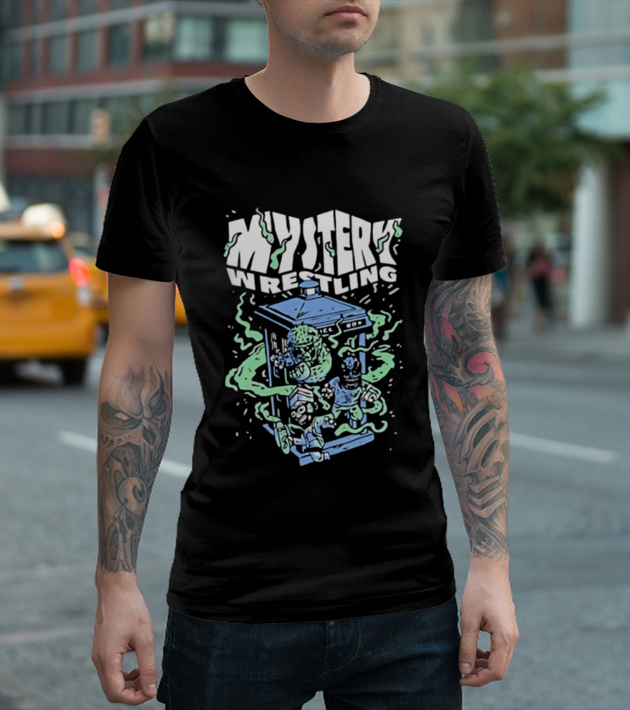 Mystery Wrestling Dr Who Boxing Tardis Green Monster Match T-Shirt