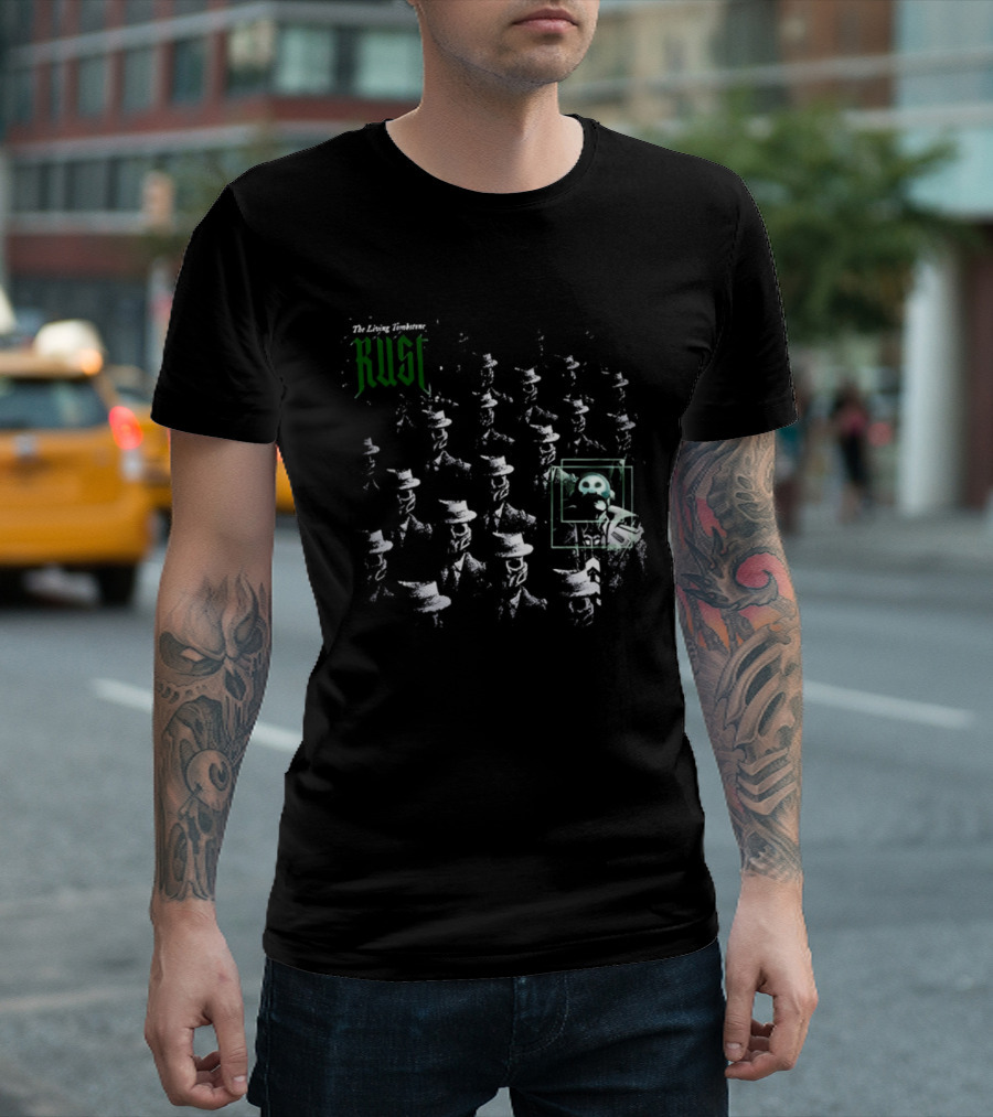 Rust The Living Tombstone Neon Green Glitch Skull Pixelated Music T-Shirt