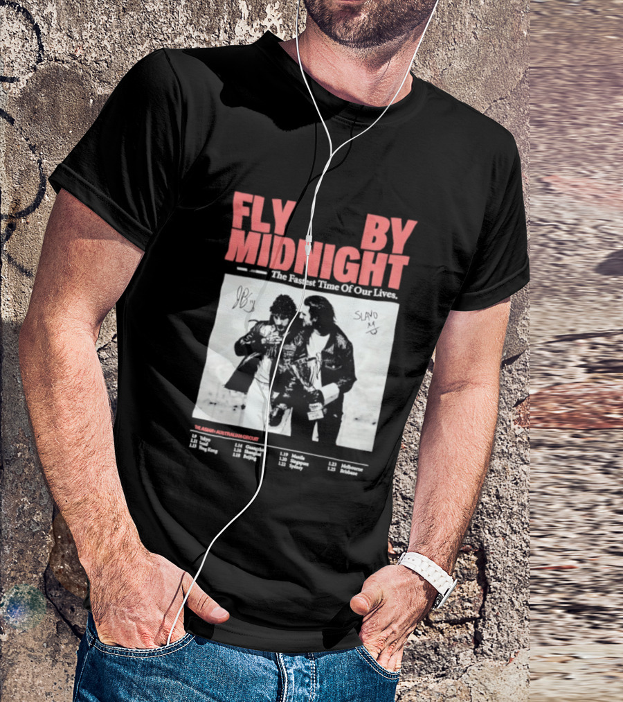 Fly By Midnight The Fastest Time Of Our Lives Black And White Signatures T-Shirt