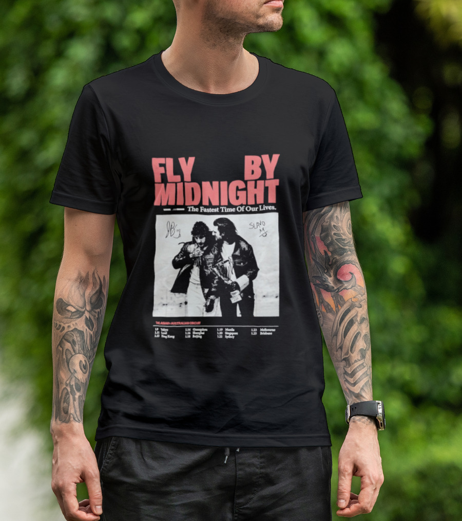 Fly By Midnight The Fastest Time Of Our Lives Black And White Signatures T-Shirt
