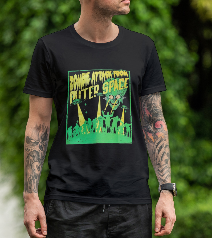 Zombie Attack From Outer Space UFO Alien Invasion T-Shirt