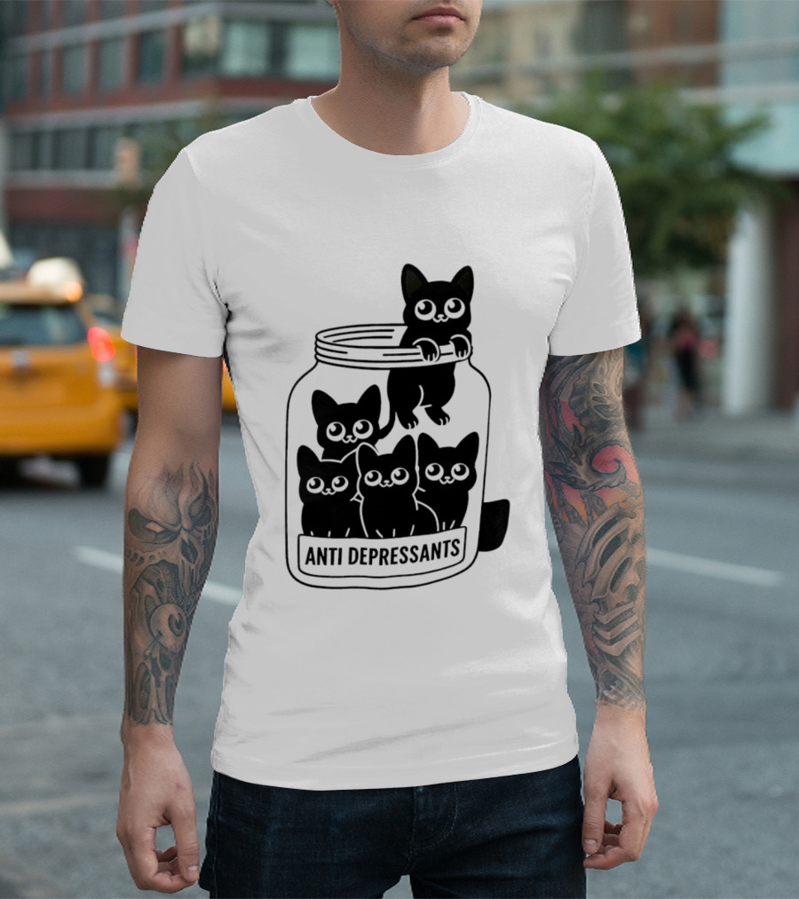 Anti Depressants Cat Jar With Cute Kittens T-Shirt