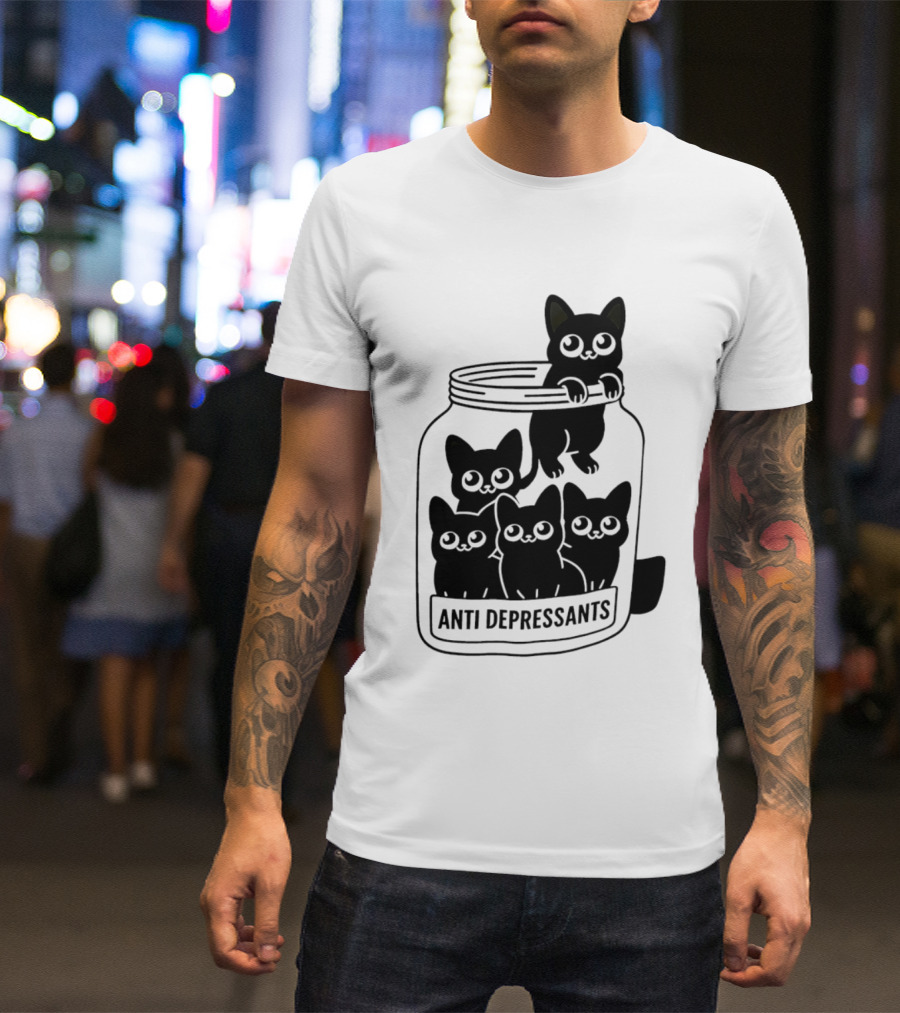 Anti Depressants Cat Jar With Cute Kittens T-Shirt