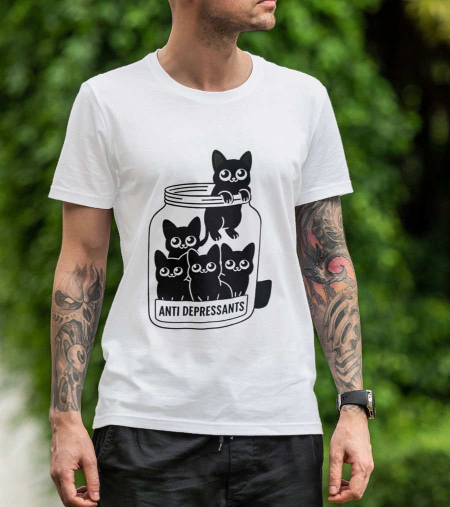 Anti Depressants Cat Jar With Cute Kittens T-Shirt