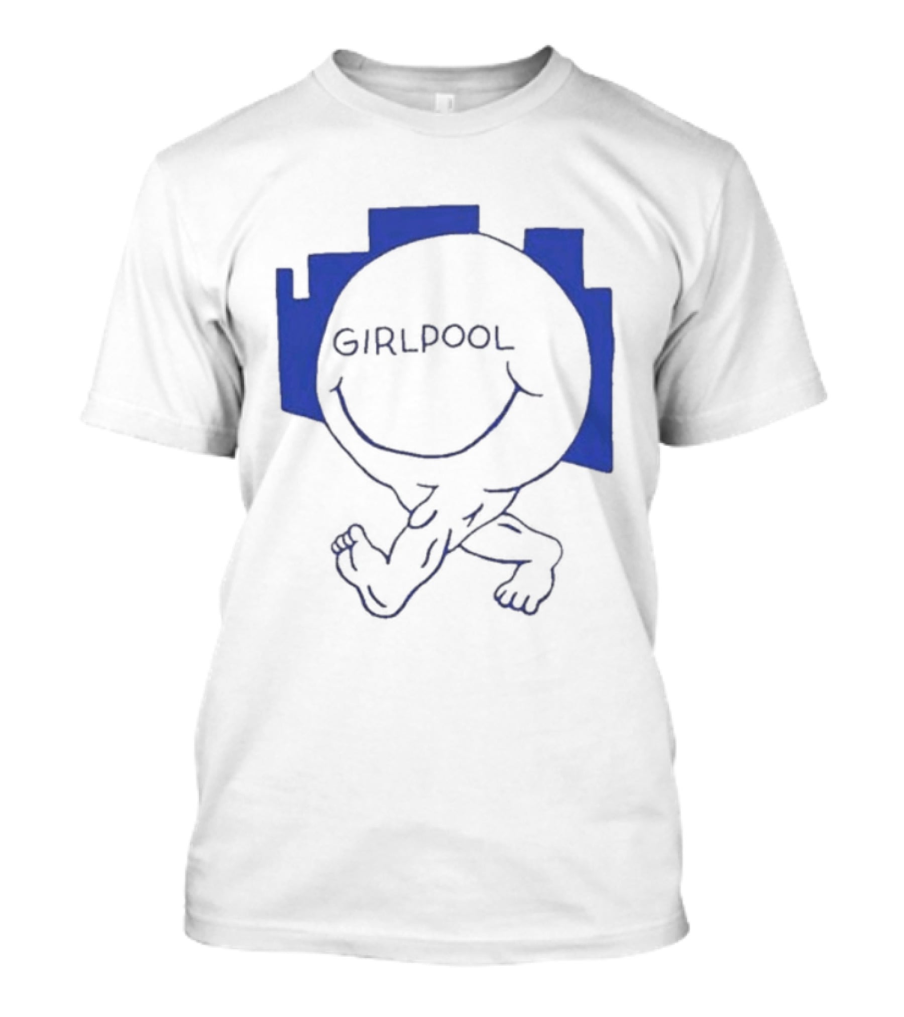 GIRLPOOL Happy Face Blue Smiling T-Shirt