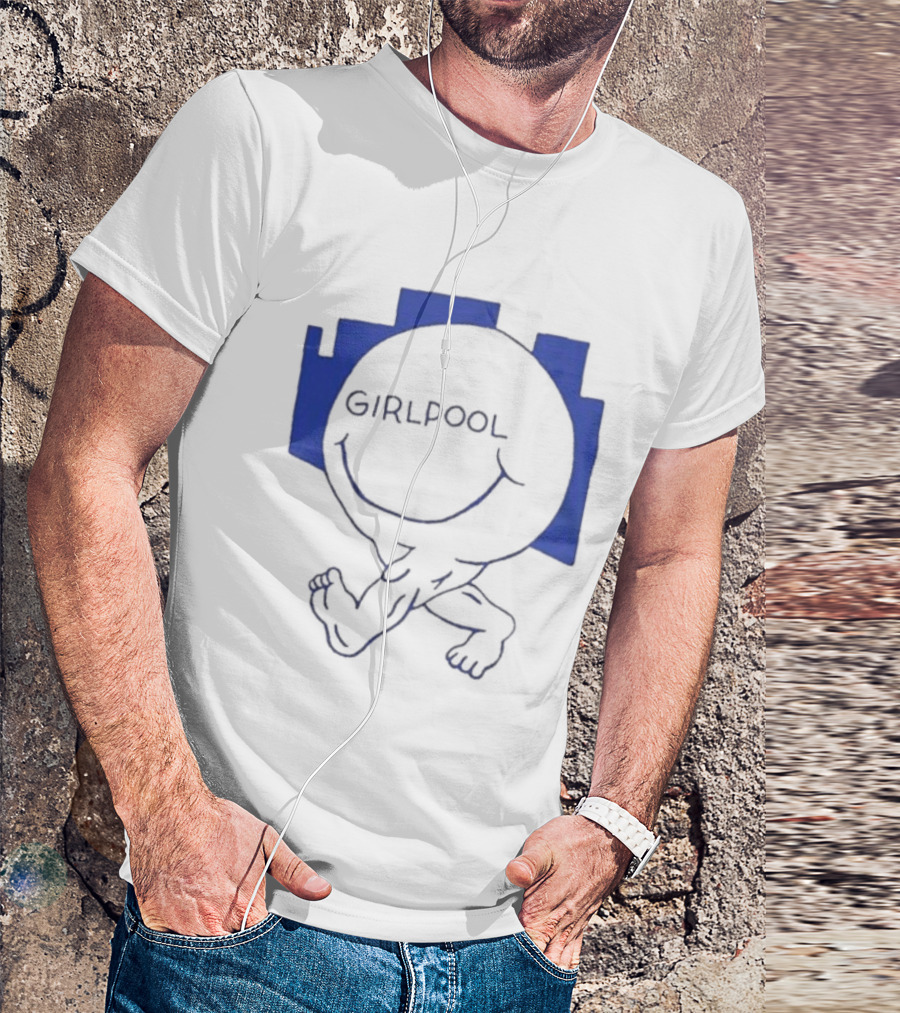 GIRLPOOL Happy Face Blue Smiling T-Shirt