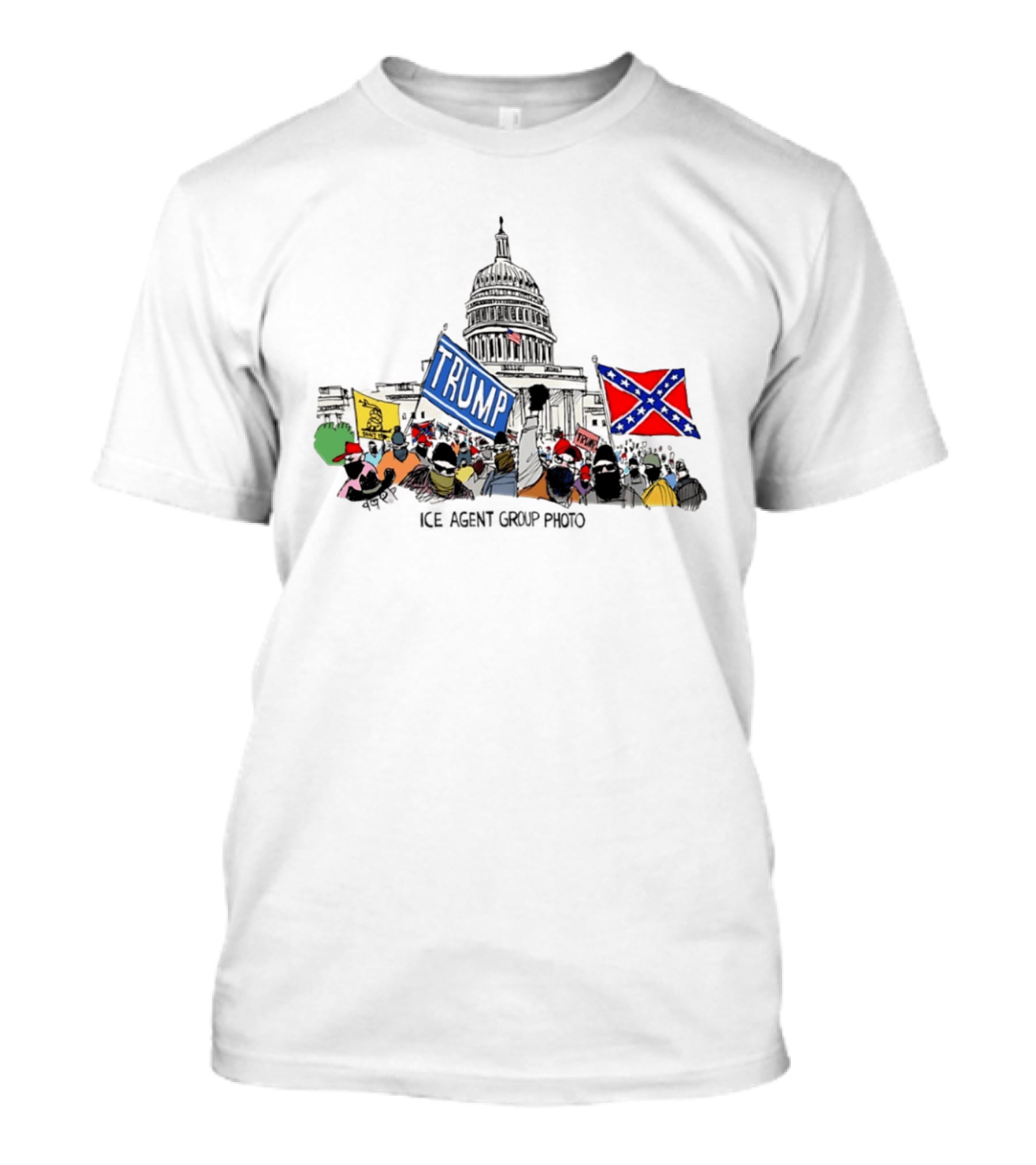 Capitol Protest Trump Confederate Flag Rally Drawing T-Shirt