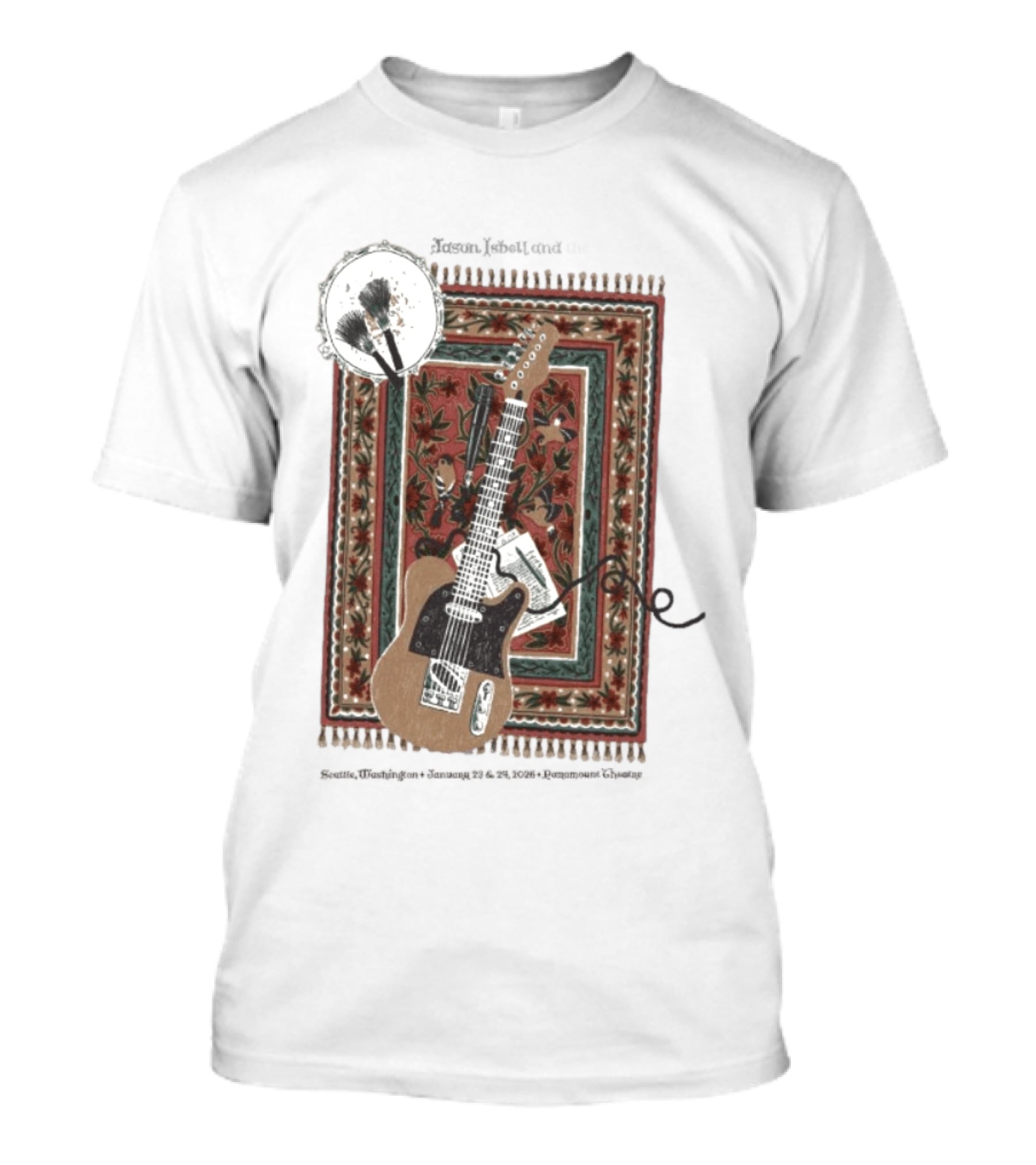 Jason Isbell And The 400 Unit Jan 22 23 Seattle WA Tour Guitar T-Shirt