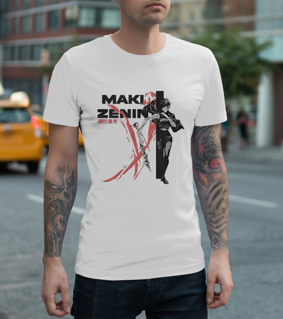 Maki Zenin Jujutsu Kaisen Anime Red Brush T-Shirt