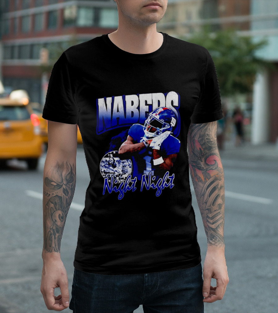 Nabers Night Night Football New York Giants T-Shirt