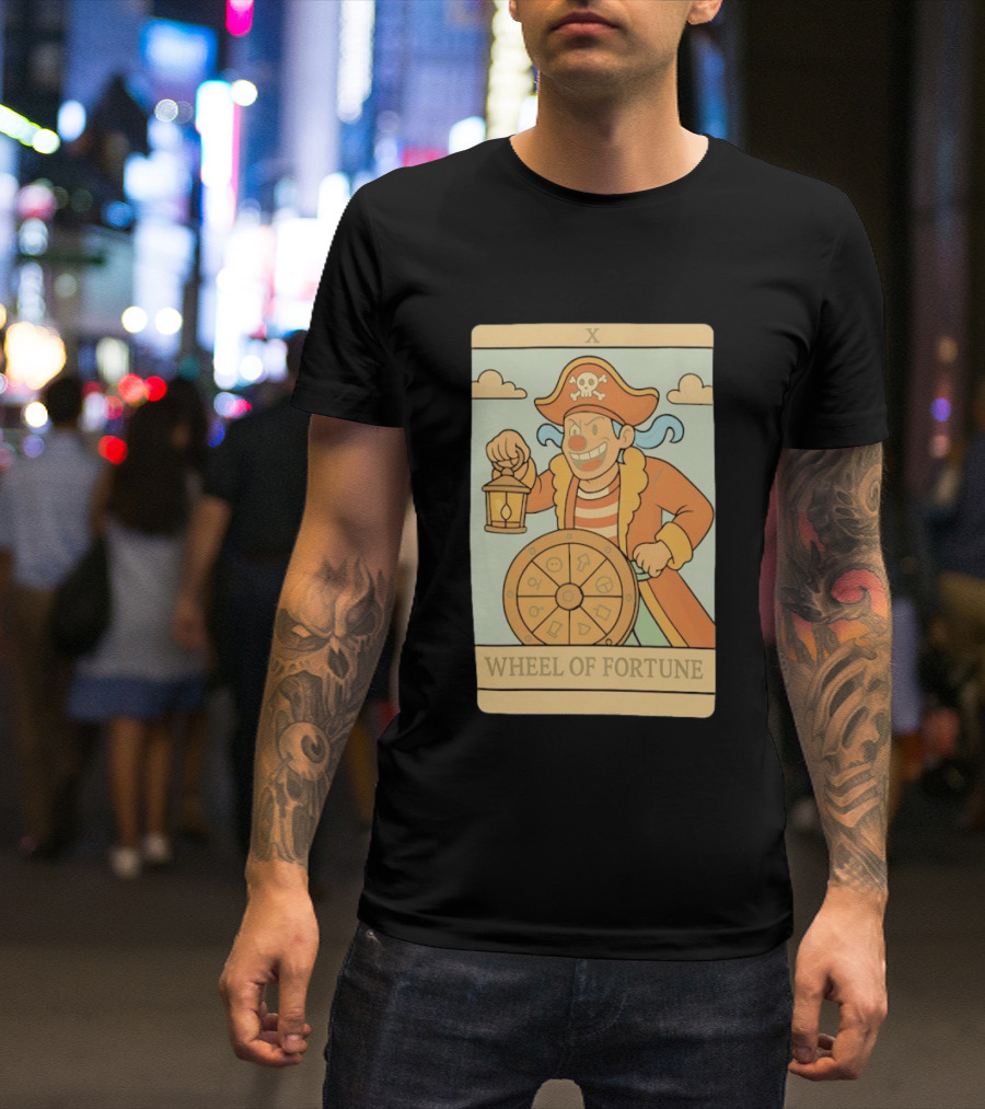 Wheel Of Fortune Tarot Card Pirate Clown Lantern Fortune Wheel T-Shirt