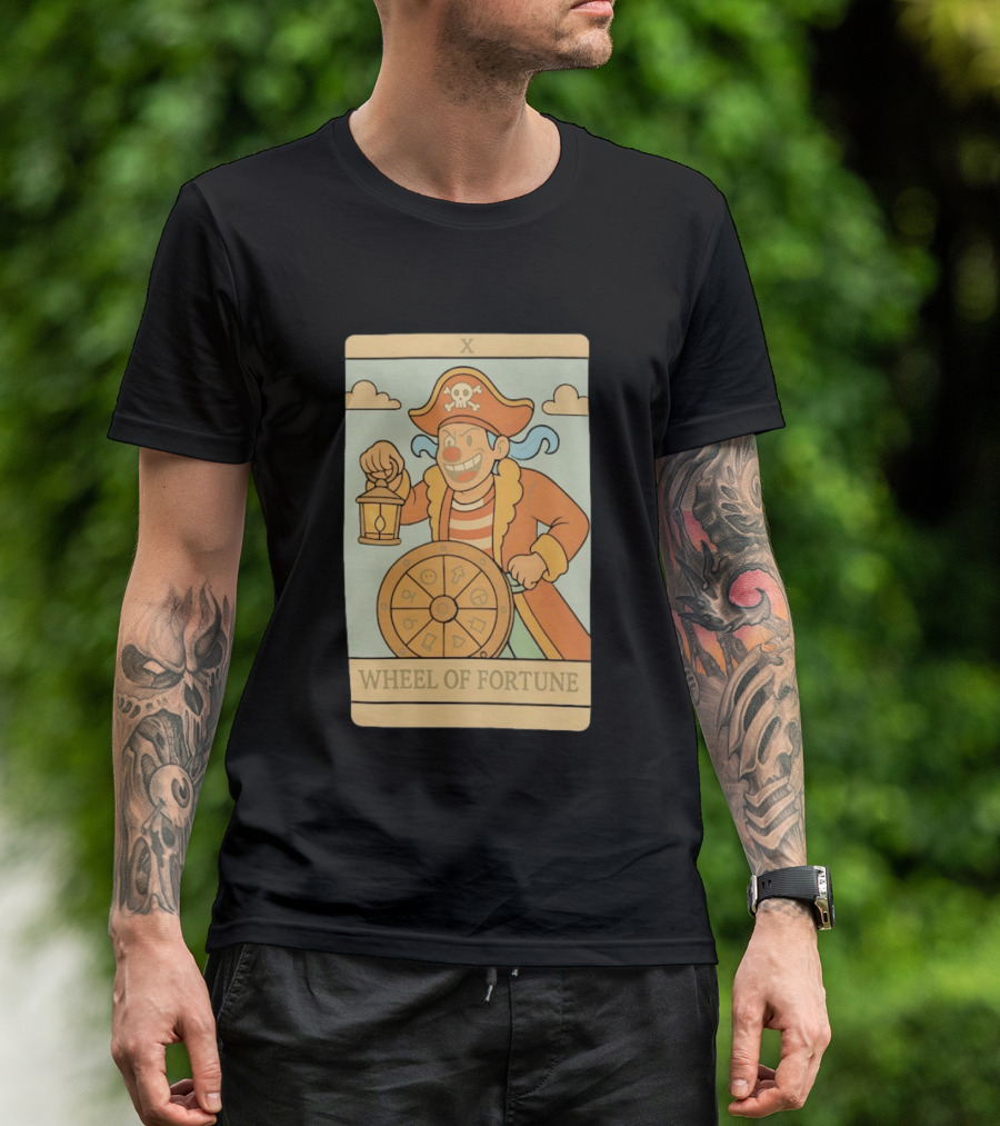 Wheel Of Fortune Tarot Card Pirate Clown Lantern Fortune Wheel T-Shirt