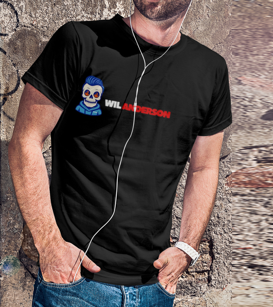 Wil Anderson Blue Haired Skeleton T-Shirt
