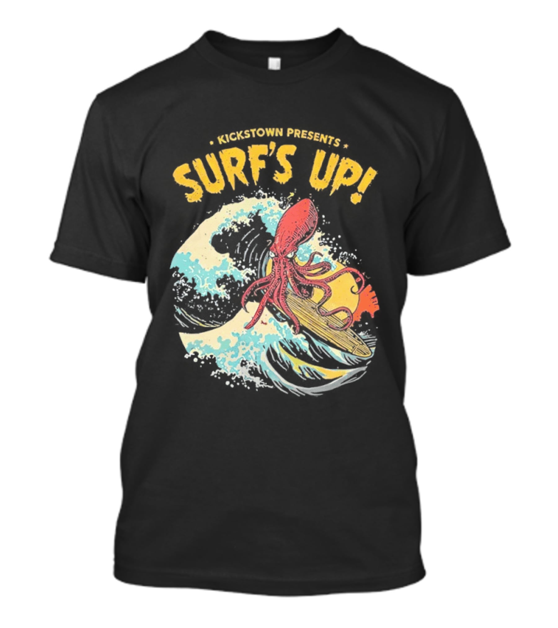 Kickstown Presents Surf's Up Octopus Riding Wave T-Shirt