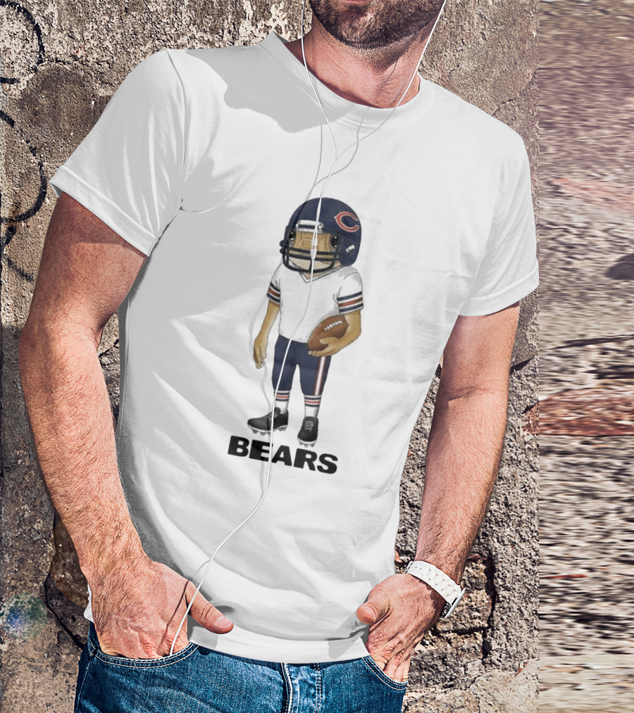 Bad Bunny Chicago Bears Concho Helmet Character With Football T-Shirt