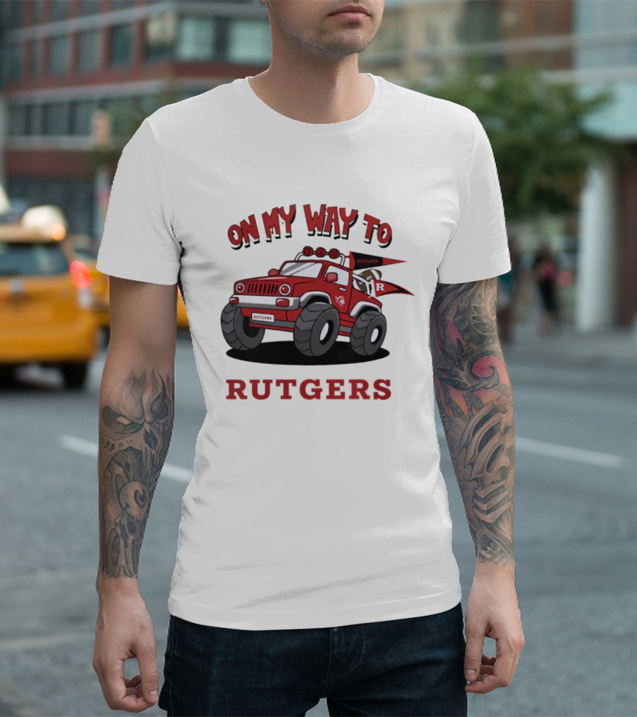 Rutgers Scarlet Knights On My Way To Rutgers Jeep Flags T-Shirt