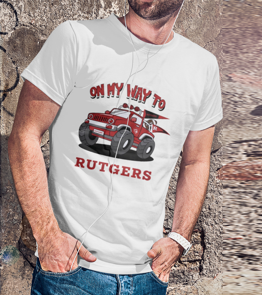 Rutgers Scarlet Knights On My Way To Rutgers Jeep Flags T-Shirt