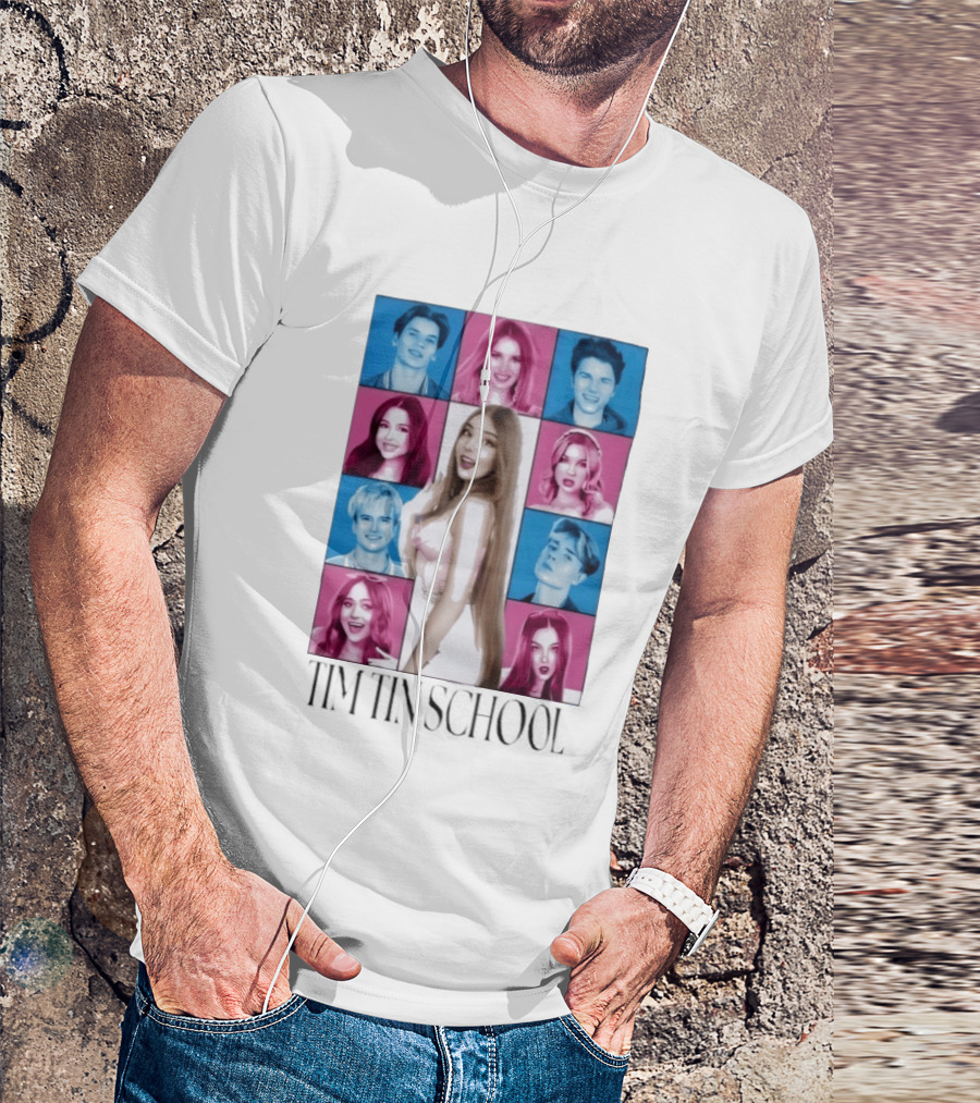 Tim Tin School Tina Photo Collage Multicolor Blocks T-Shirt