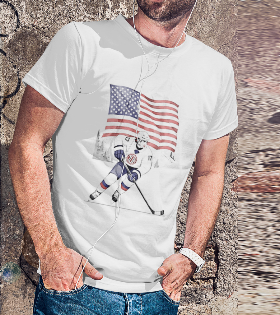 USA Hockey 10k Olympic American Flag Ski Team T-Shirt
