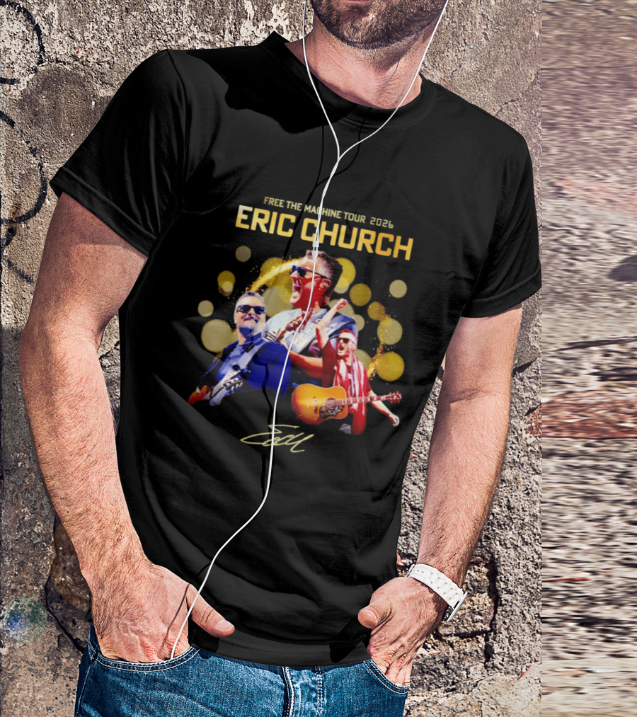 Eric Church Free The Machine Tour 2026 Live Concert Photography Explosion T-Shirt