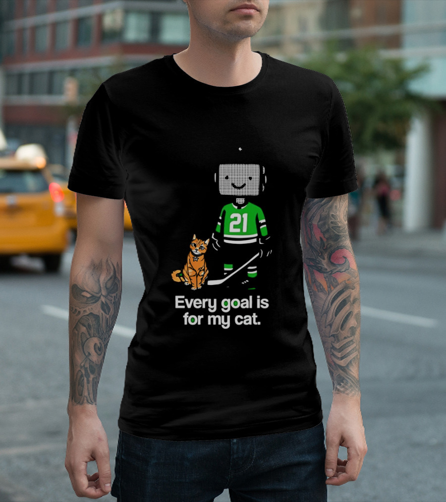 Jason Robertson 21 Dallas Stars Hockey Every Goal Is For My Cat T-Shirt
