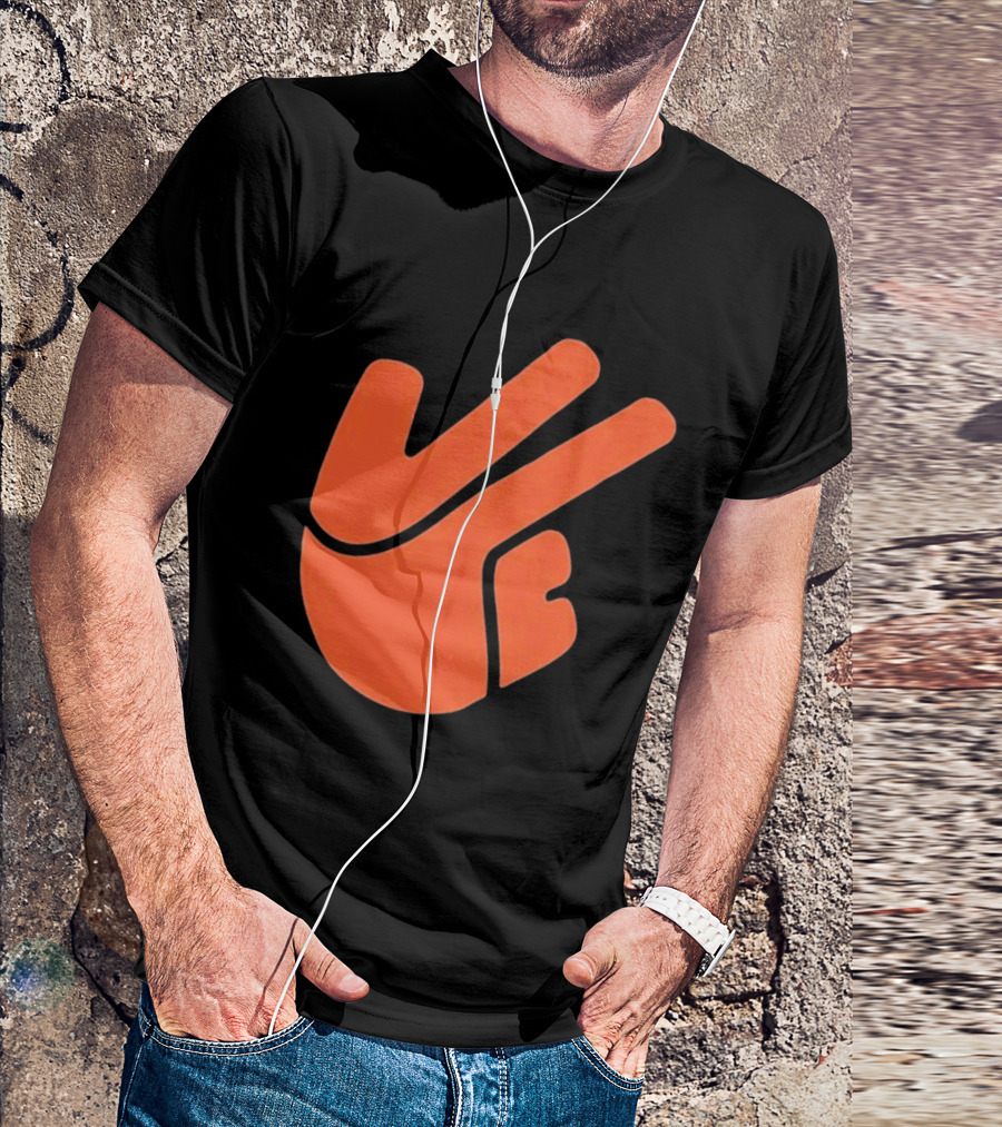 Jb11 Peace Sign Orange Hand Gesture T-Shirt