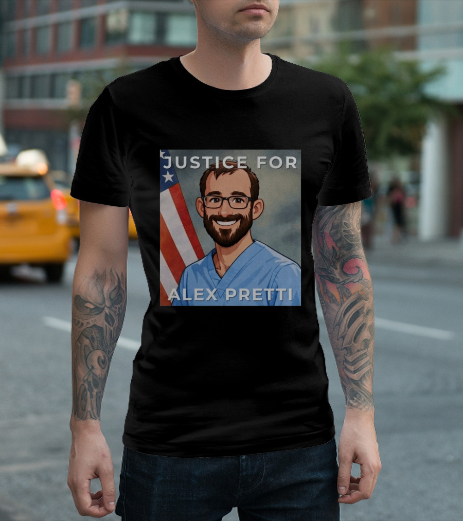 Justice For Alex Pretti Human Rights Protest Flag T-Shirt