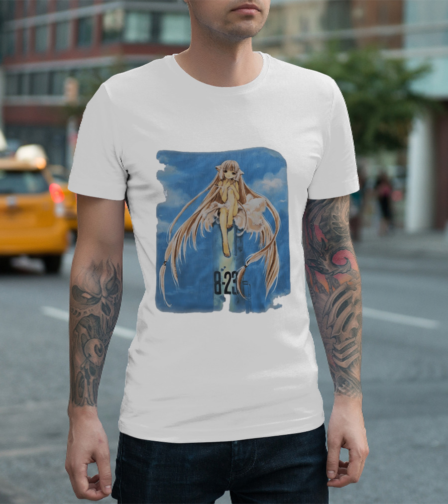8 23 Chobits Anime Character Sitting Clouds T-Shirt
