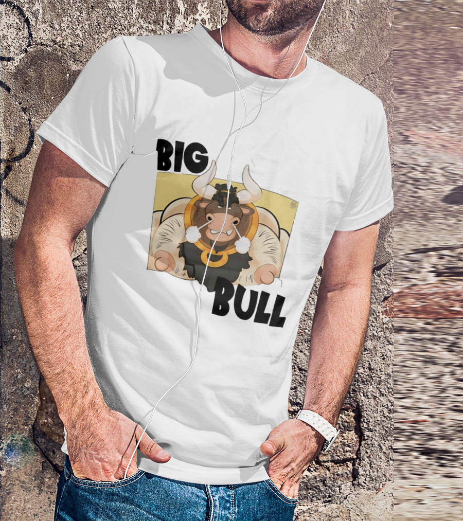 Big Bull Bara Male Minotaur Cartoon Whimsical Horned T-Shirt