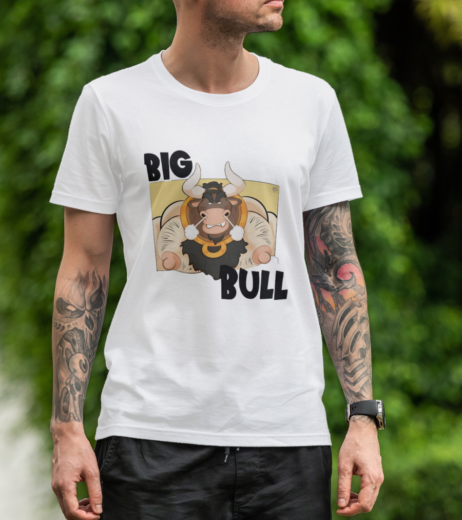 Big Bull Bara Male Minotaur Cartoon Whimsical Horned T-Shirt