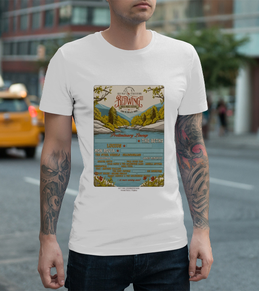 Red Wing Roots Music Festival XIII June 19 21 2026 Preliminary Lineup Lucius The Beths T-Shirt