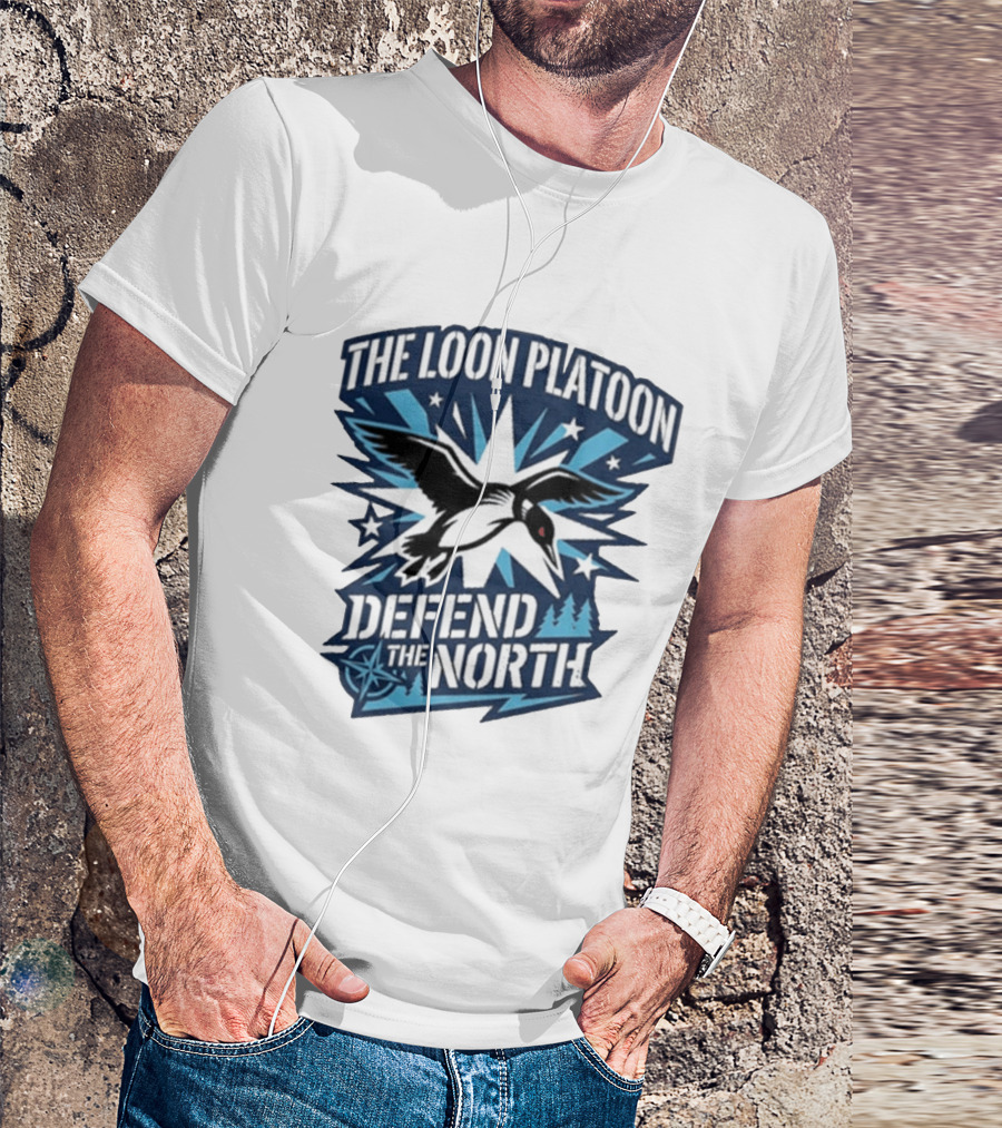 The Loon Platoon Defend The North Bold Rebel Loon Starburst Forest T-Shirt