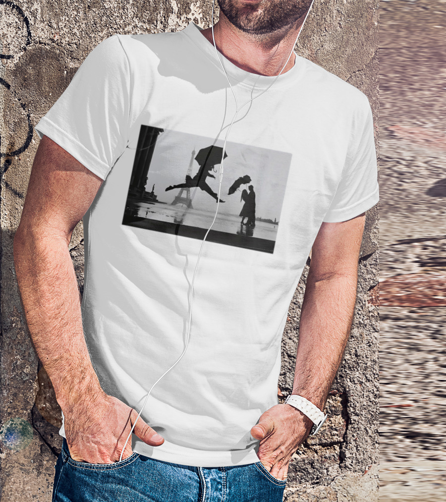 Umbrella Jump Paris Eiffel Tower Elliott Erwitt 1989 T-Shirt