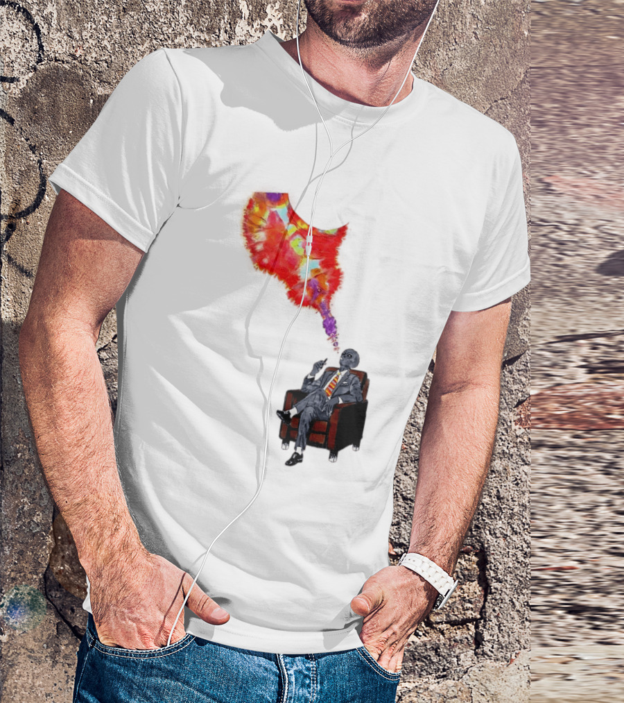 Finished Quazar Smoking Cosmic Alien In Suit With Colorful Smoke T-Shirt