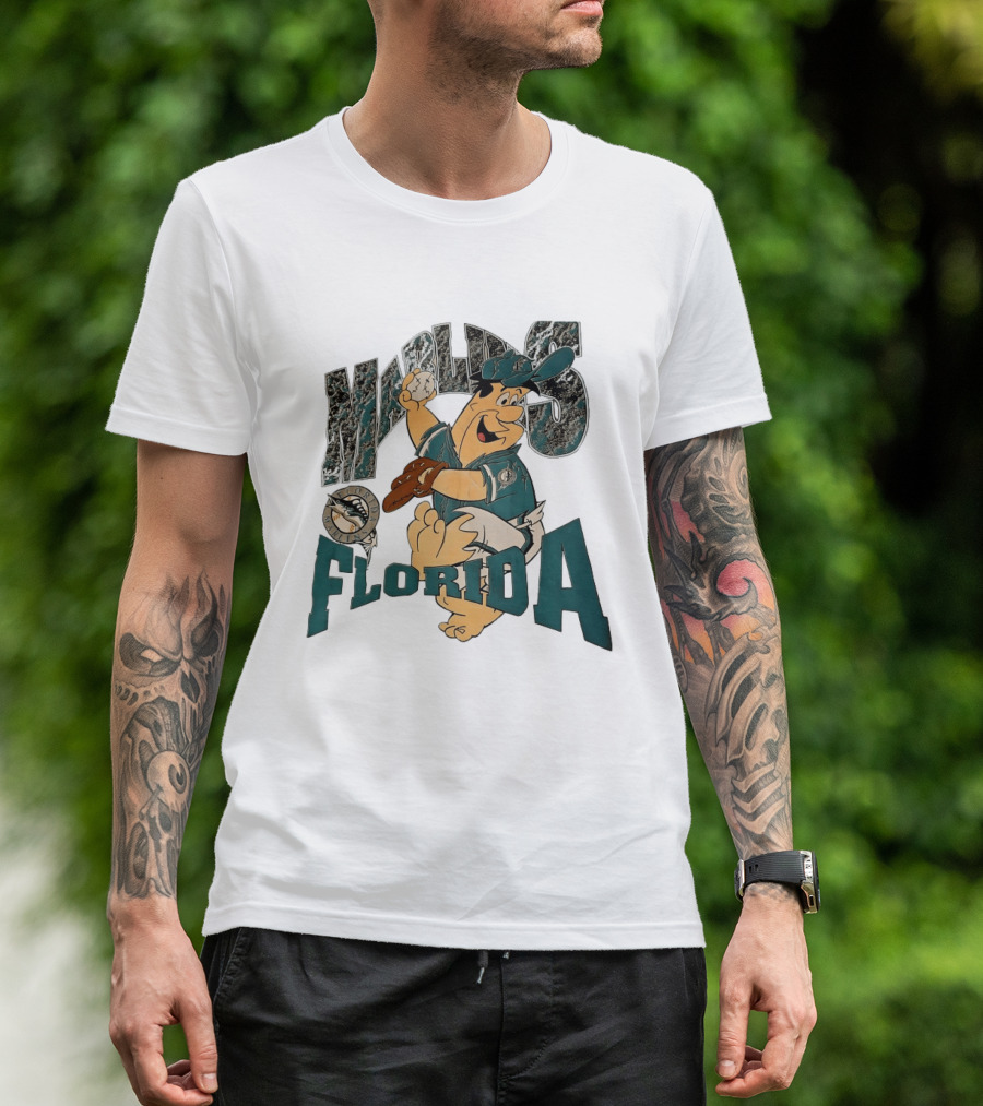Florida Marlins The Flintstones Crossover Baseball T-Shirt