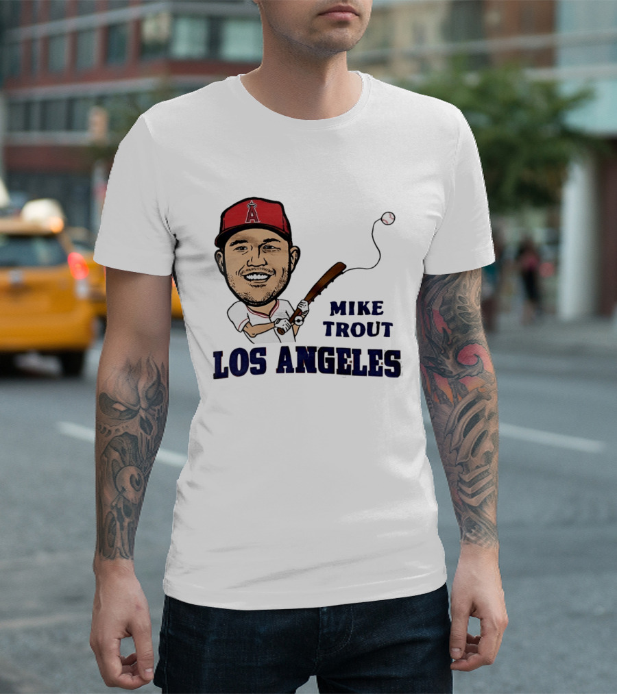 Mike Trout Los Angeles Angels Baseball Caricature T-Shirt