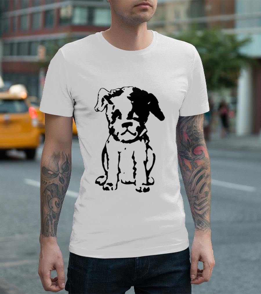 Puppy Dog Mystery Train Sketch Playful Canine T-Shirt