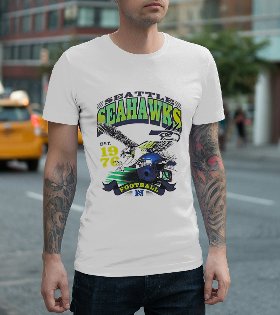 Seattle Seahawks Est. 1976 Football Puget Sound Champs Retro Helmet And Hawk T-Shirt