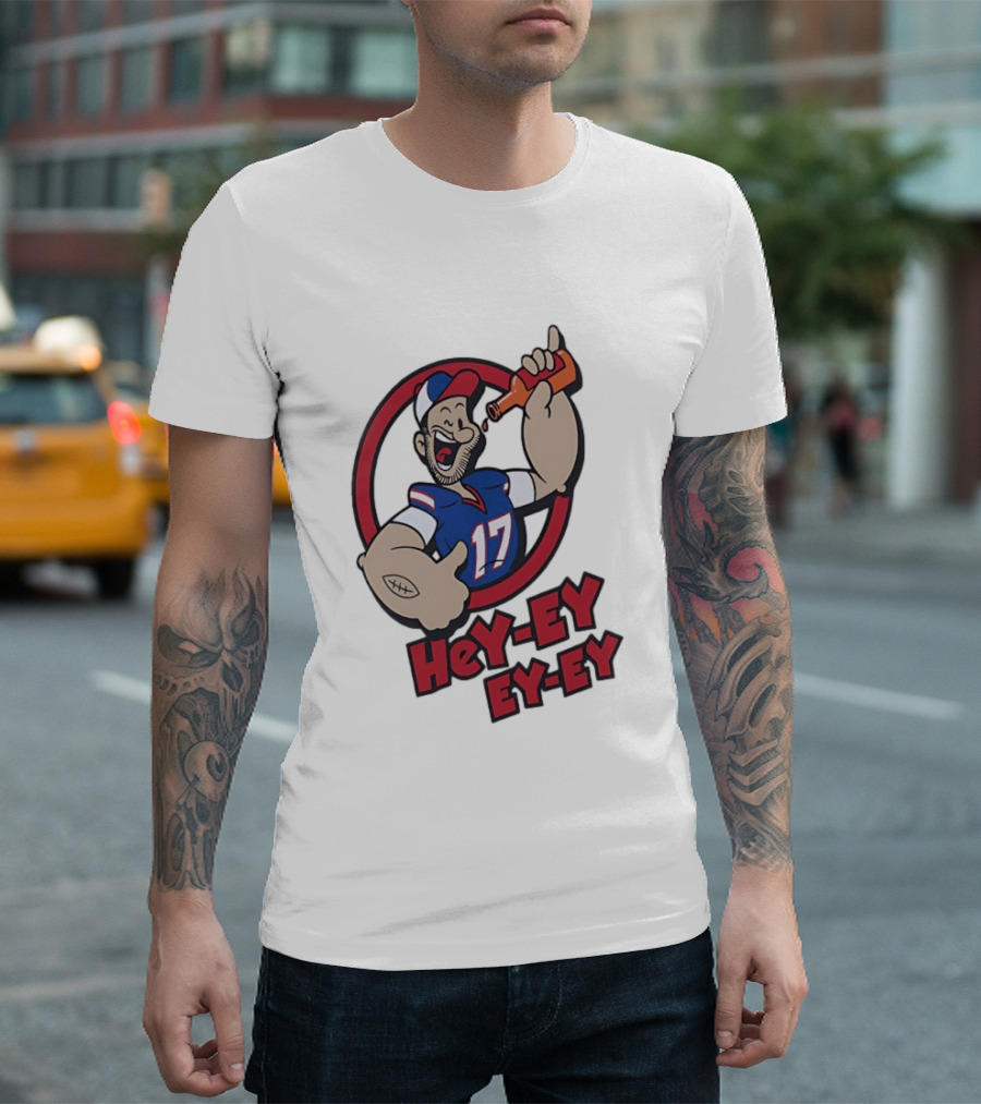 Hey Ey Ey Ey Josh Allen Illustrated Strong Finish Buffalo Bills T-Shirt