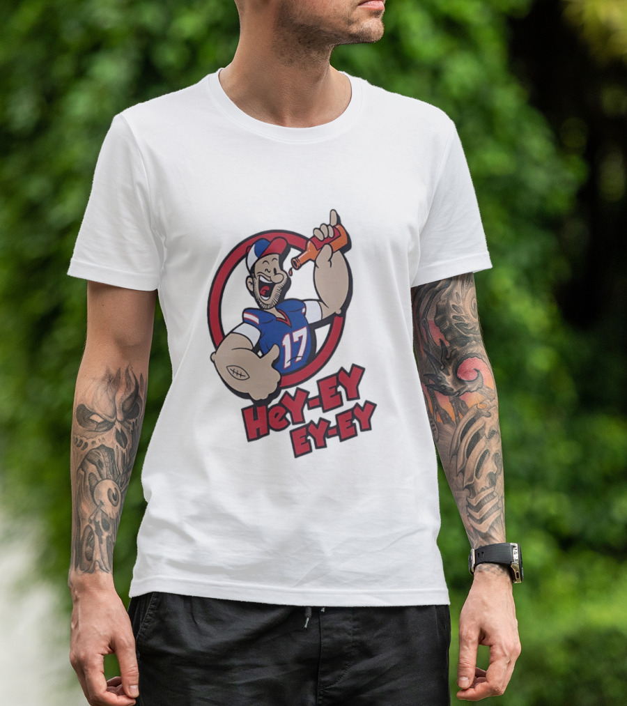 Hey Ey Ey Ey Josh Allen Illustrated Strong Finish Buffalo Bills T-Shirt