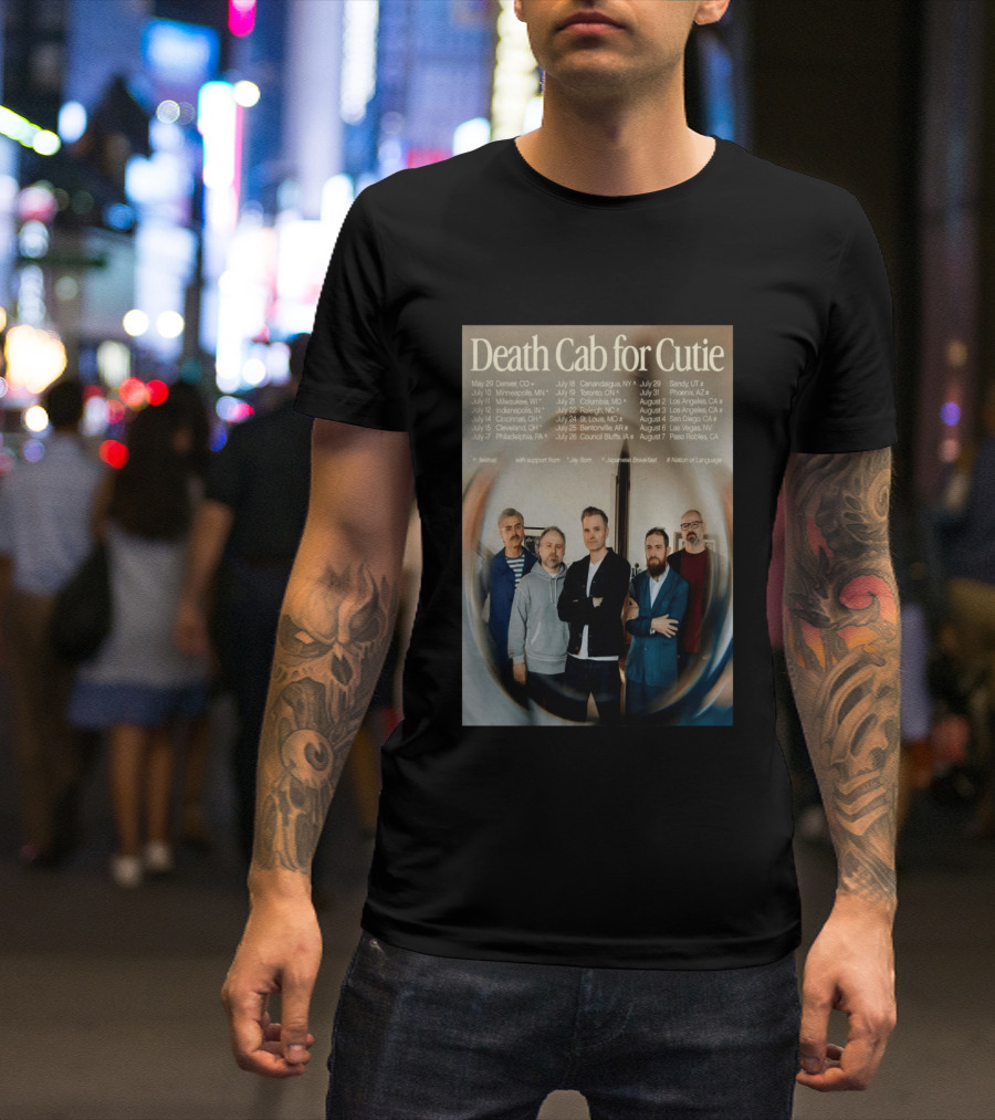 Death Cab For Cutie 2026 North America Tour Dates With Japanese Breakfast Jay Som Nation Of Language T-Shirt