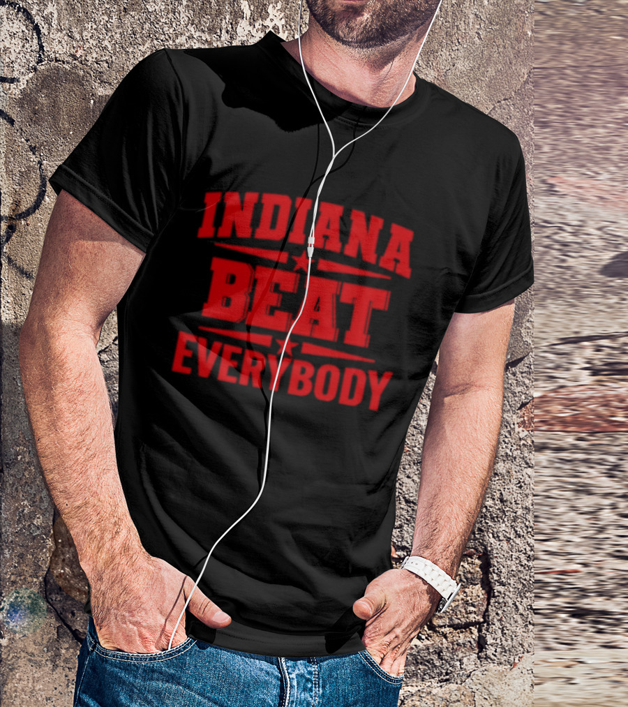 Indiana Beat Everybody Text With Stars And Bars T-Shirt