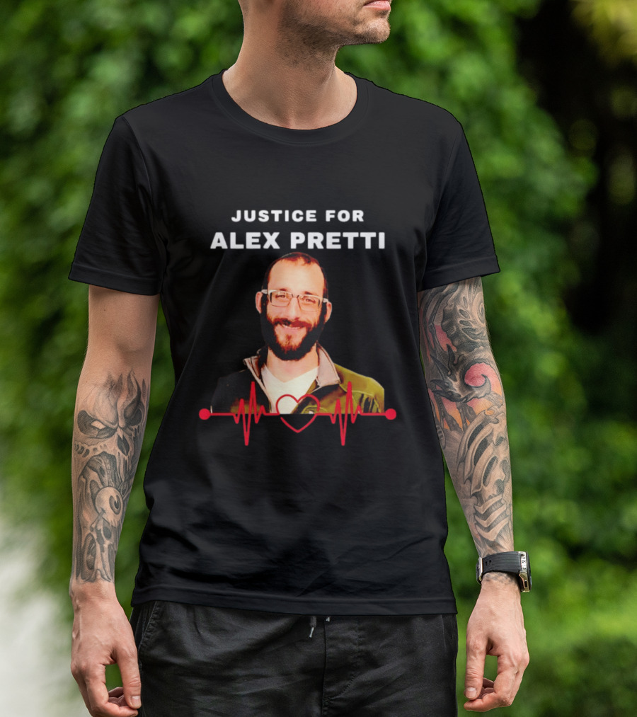 Justice For Alex Pretti Nurse Awareness Advocacy Heartbeat T-Shirt