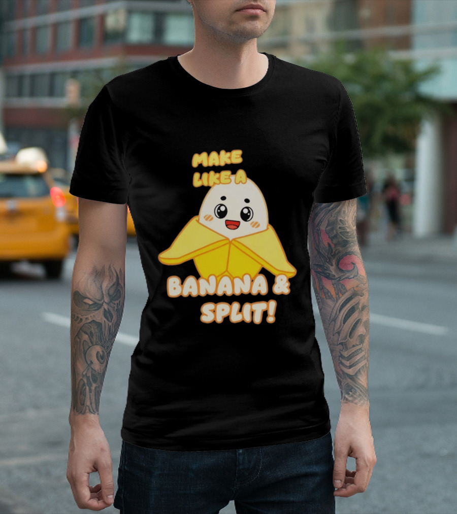LankyBox Banany Make Like A Banana And Split Cute Cartoon T-Shirt