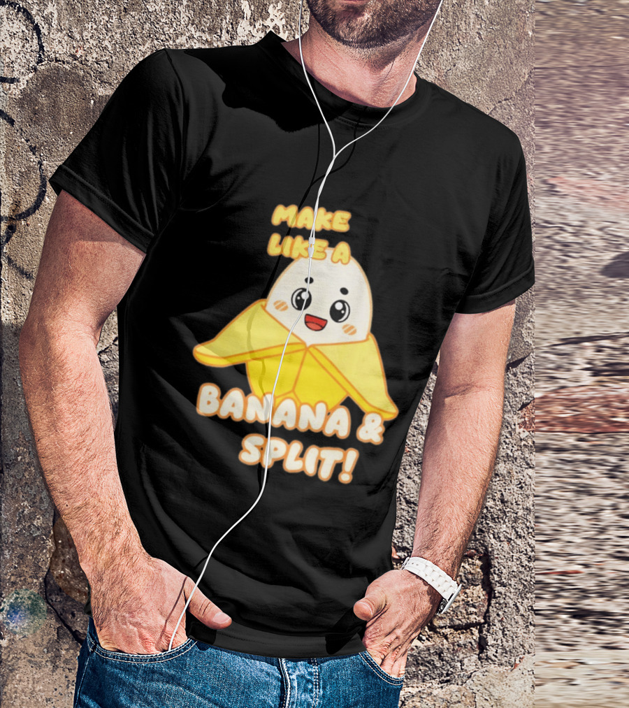 LankyBox Banany Make Like A Banana And Split Cute Cartoon T-Shirt