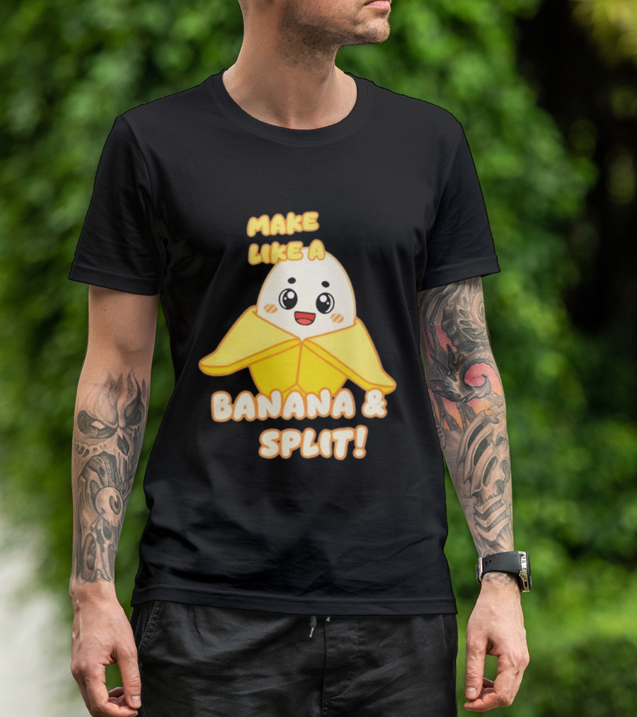 LankyBox Banany Make Like A Banana And Split Cute Cartoon T-Shirt
