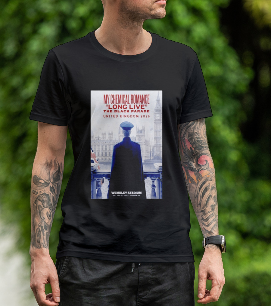 My Chemical Romance Long Live The Black Parade United Kingdom 2026 Wembley Stadium July 10 To 11 London UK T-Shirt