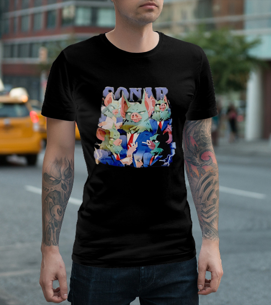 SONAR Dispatch Video Game Bat Characters Smoking Suits T-Shirt