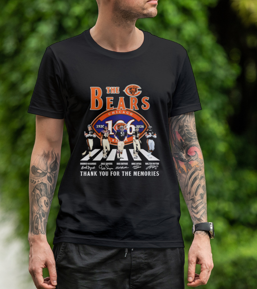 The Chicago Bears 106 Years 1920 2026 Player Road Thank You For The Memories T-Shirt