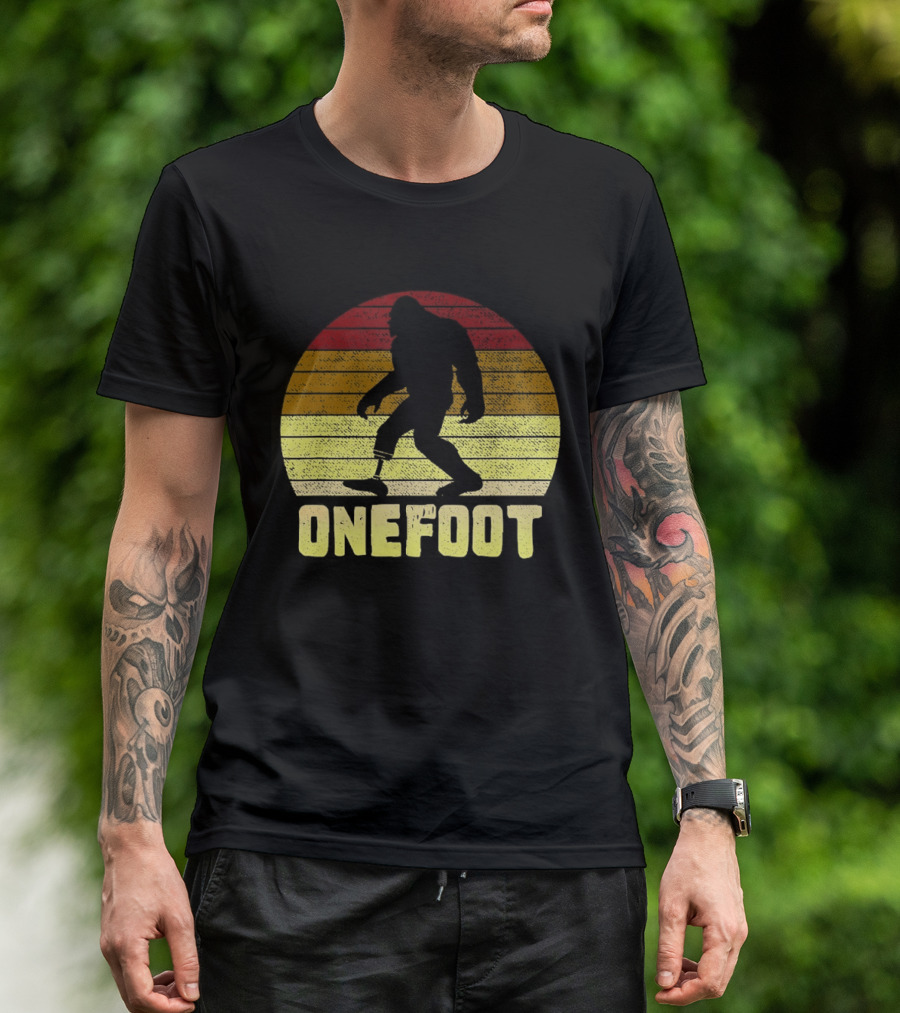 Bigfoot Artificial Leg Onefoot Silhouette Sunset T-Shirt